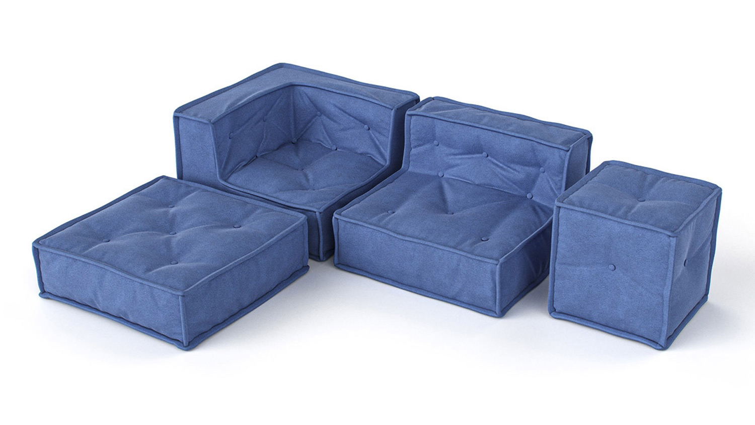 Sofa dziecięca MyColorCube - niebieski 4-częściowy zestaw C