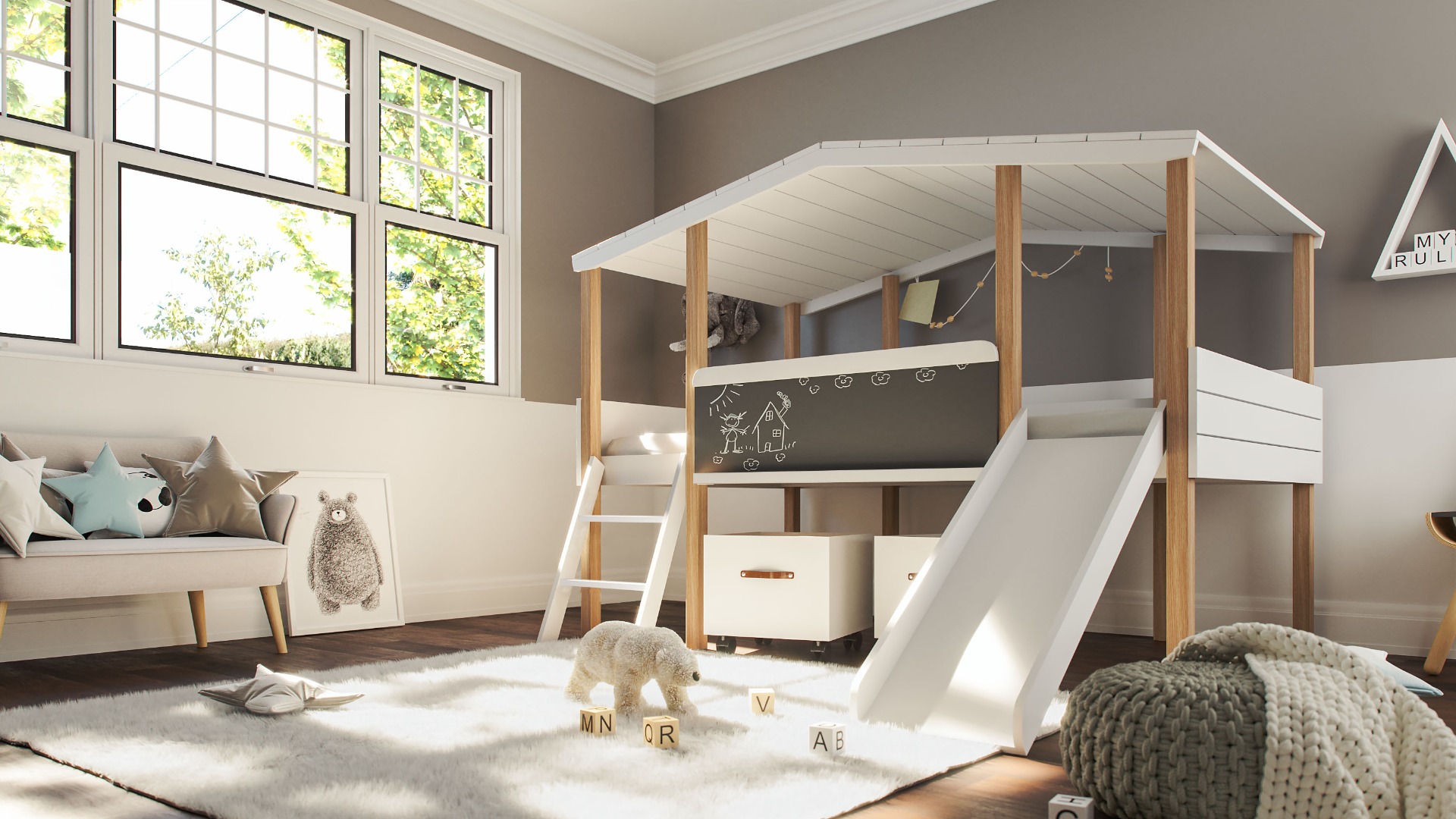 Pokój dziecięcy Cory z łóżkiem domkiem (8-częściowy)